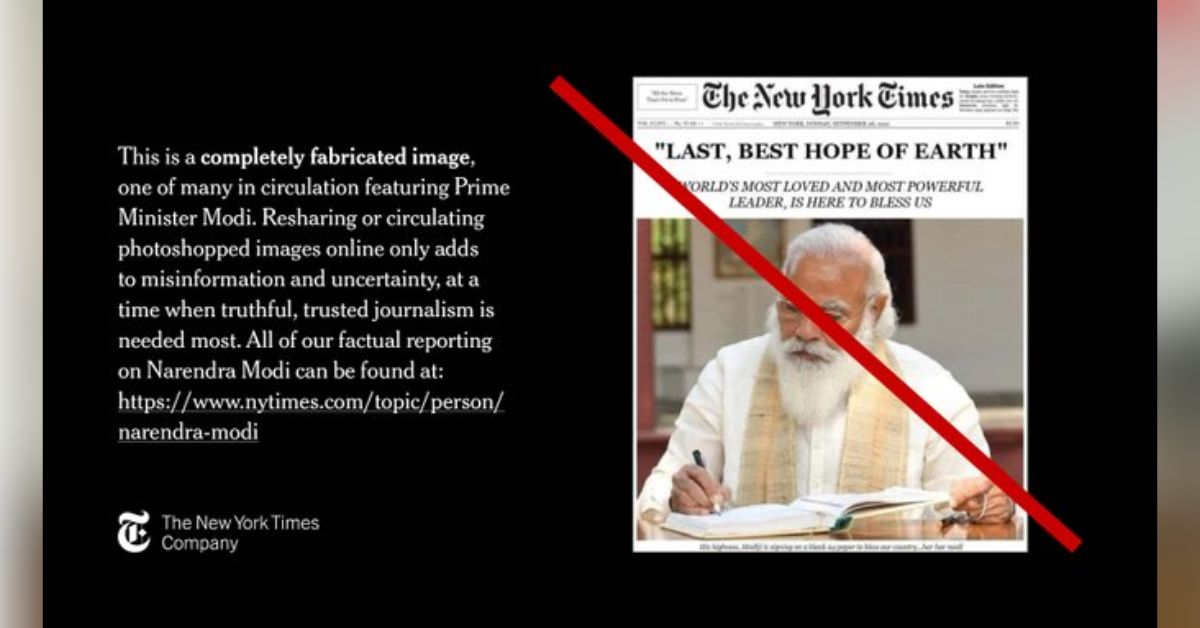 Fabricated NYT Screenshot Circulates on Social Media, Misleading Users about Indian PM Narendra Modi