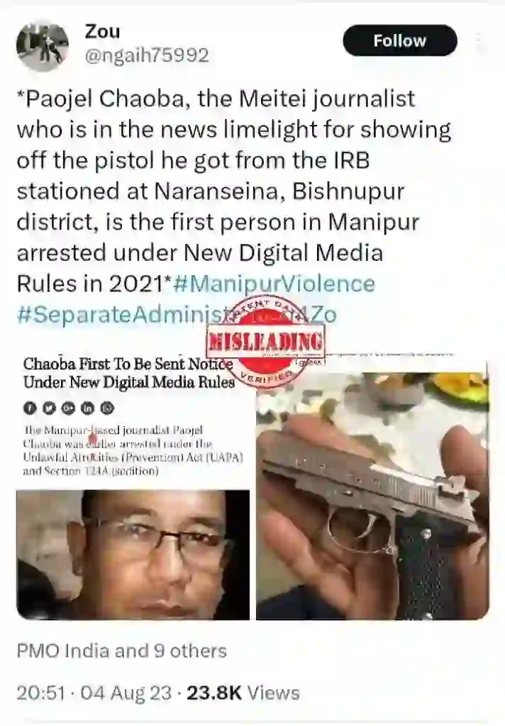 Gun Shape Pocket Lighter Image Surpasses As Real Pistol in a Man’s Hand in Manipur: Fact-Check