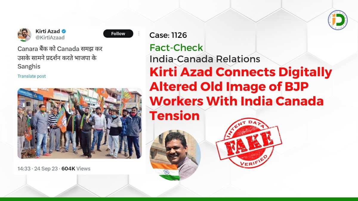 India-Canada Relations— Kirti Azad Connects Digitally Altered Old Image of BJP Workers With India Canada Tension: Fact-Check