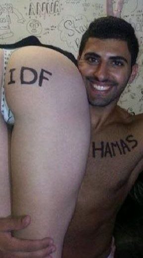 Hamas written on chest