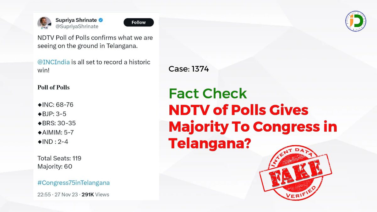 NDTV Poll of Polls Gives Majority To Congress in Telangana? Fact-Check 