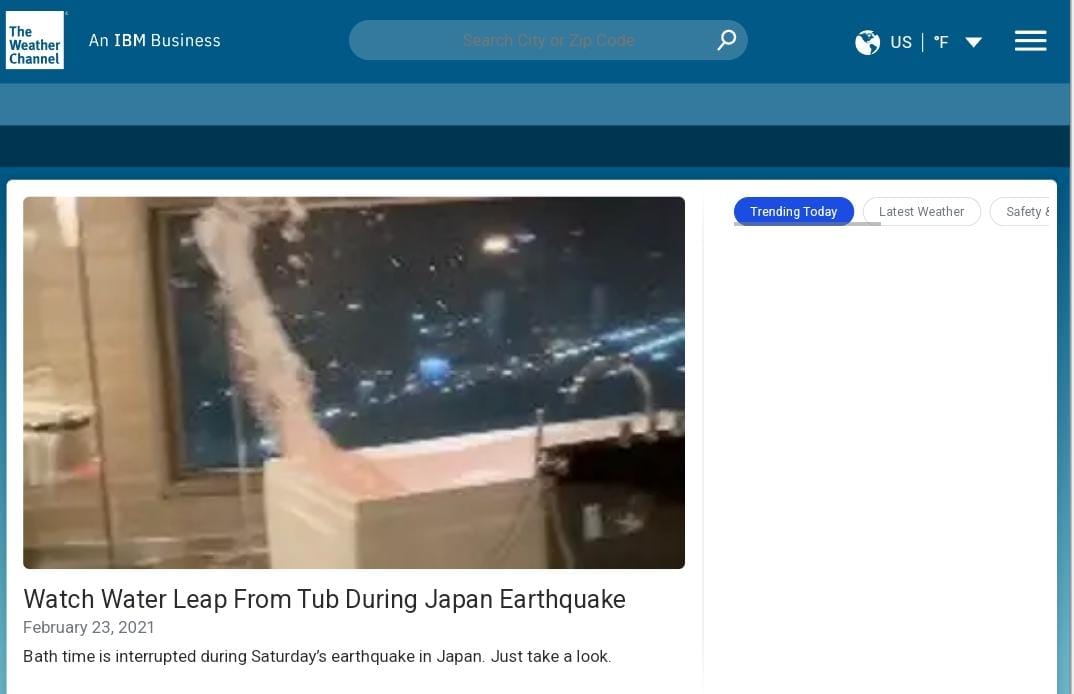 Earthquake in the Philippines shows water spilling out of a bathtub?